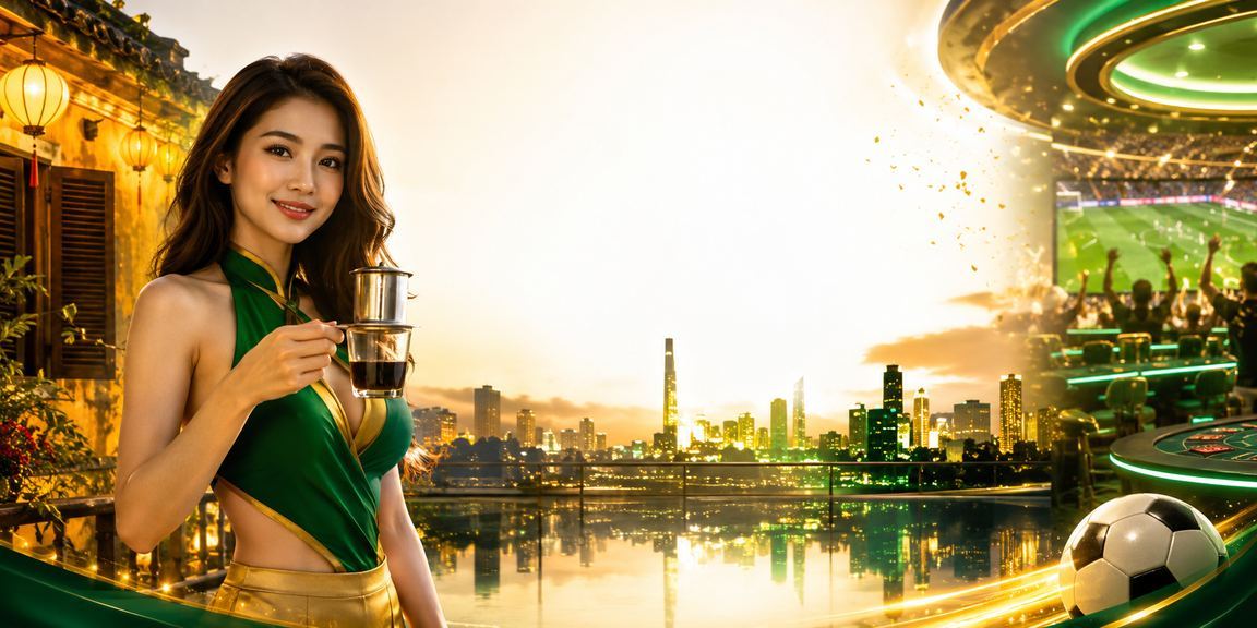 Người dùng tại Hội An kiểm tra ưu đãi cược trong quán cà phê buổi sáng