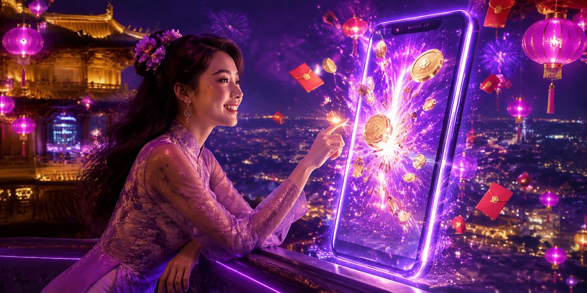 Phong bì đỏ may mắn và đèn lồng tại Huế biểu trưng cho chương trình thưởng chào mừng trên a9e
